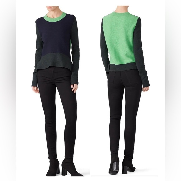 TOME Three Tone Colorblock Merino Wool Blend Long Sleeve Sweater Size Medium - Picture 1 of 15